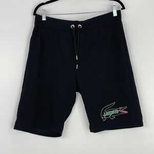 Lacoste Men's Black Fleece Drawstring Waist Athleisure Sweat Shorts Size XXL